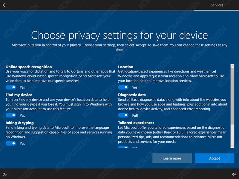 privacy settings windows 10