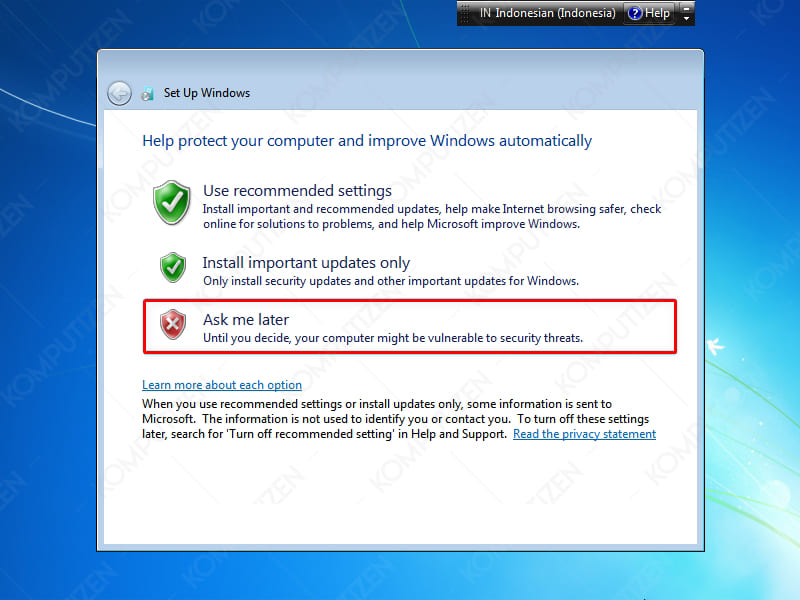 protect windows 7 automatically